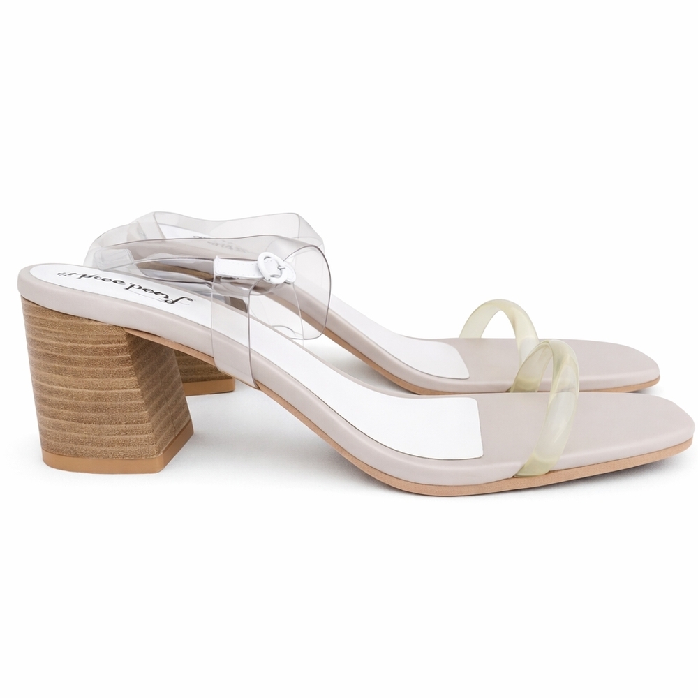 Free People Clear PVC Strap Square Toe Block Heel Sandals EU 39 Boho Chic - Picture 4 of 16